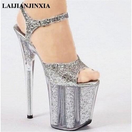 New color transparent ribs core high heel sandals model T runway show SHOES 20 cm performance sandal Dance Shoes