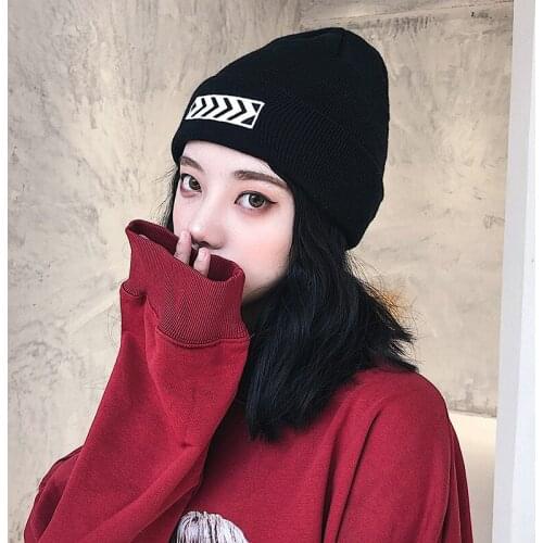 H3570 Women Beanie Hat Autumn Winter Embroidered Warm Thick Knitted Skullies Cap Men Female Korean Fashion Lovely Casual Hats