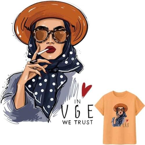 Vogue Girl Iron-On Transfer For Clothing A-Level Washable Woman T-Shirt Heat Transfer Thermal Stickers Trendy Patches On Clothes