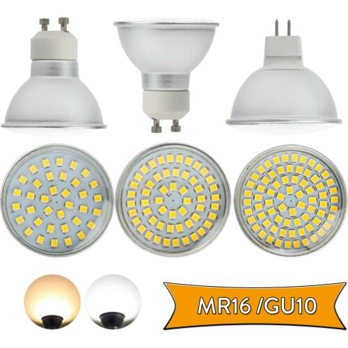 MR16 GU10 LED Spotlight Bulbs 4W 6W 8W 3528 SMD Glass Cover Super Bright White Ampoule for Home Hotel Spot Light Energy Saving