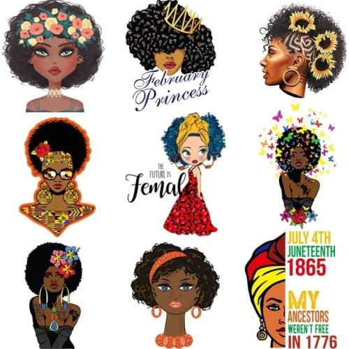 Africa fashion girl Heat Transfer Patch Thermal Sticker On Clothes Patches Iron On Patch For Clothing DIY T-shirt decorate