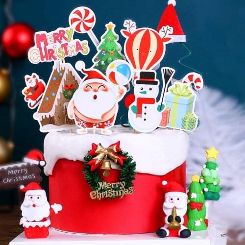 Christmas Cake Topper Birthday Party Decor Kids Merry Christmas Decor For Home 2021 Christmas Noel Ornament New Year Cake Decor