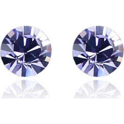 TRACYSWING Real Austrian Crystals White Gold Color Fashion Stud earrings for women Sales New Round 85798purple