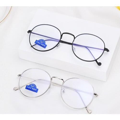 Ultralight Metal Anti Blue Light Glasses Women Men Vintage Round Eyeglasses Eye Protection Blue Ray Blocking Computer Goggles