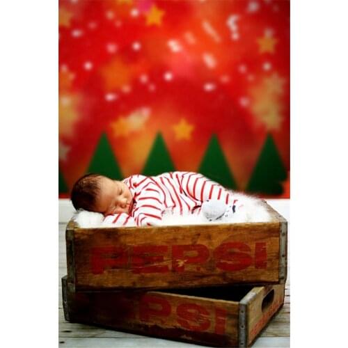 Newborn Baby Vinyl Backdrops for Photography Custom Wood Floor Background Studio Fire Wall Golden Star Green Pine Fotografia