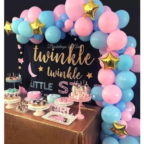 114Pcs/set Macaron Pastel Balloons Arch Stars Moons Helium Globos Pink Blue Latex Balloon chain for Baby Shower Birthday Decor
