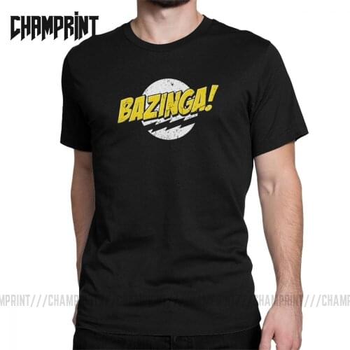 Bazinga The Big Bang Theory T-Shirts Men Sheldon Cooper Geek TBBT Funny 100% Cotton Tee Shirt Short Sleeve T Shirt Big Size