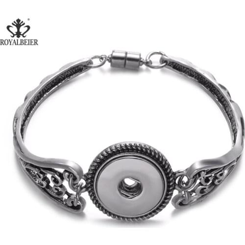 RoyalBeier Snap Button Jewelry Adjustable Snap Button Bracelet For Womens Fit 18mm Interchangeable Jewelry Charms Bracelets