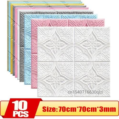 10pcs Self adhesive Wallpaper Peel and Stick 3D Retro Wall Panel Living Room Stickers Bedroom Kids Room Ceiling DIY Home Decor
