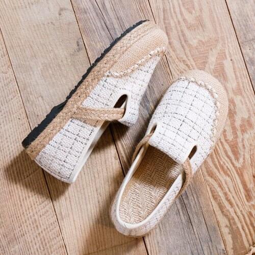 2021 Vegan Handmade Women Embroidered Canvas Espadrilles Flats Japanese Style Ladies Comfortable Casual Slip-on Loafers Shoes