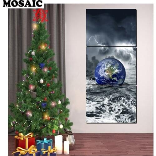 3pcs/set DIY 5D Diamond Embroidery Abstract Earth on water Modern Wall Art Mosaic Diamond Painting Cross Stitch,Home Decoration