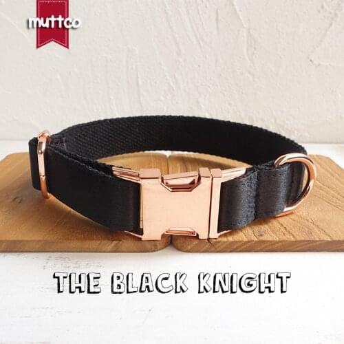 50pcs/lot MUTTCO durable pet dog collar leash THE BLACK KNIGHT adjustable puppy necklace flexible dog accessory 5 sizes UDC083