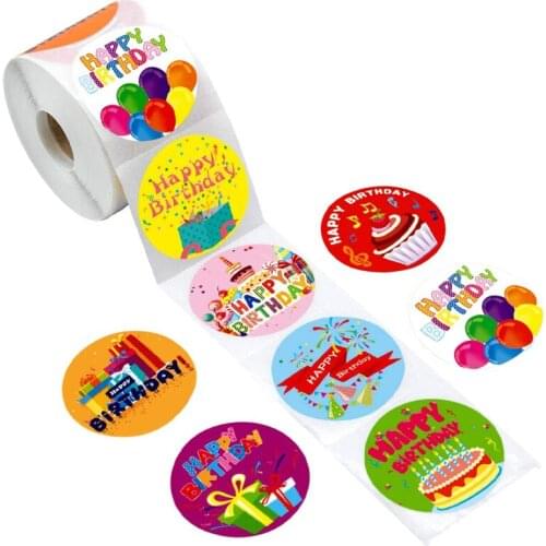 500 Sheets Cute Children Happy Birthday Stickers Birthday Party Greeting Card Give Aways Labels