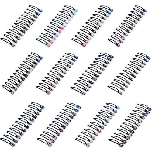 6/12Pcs Crystal Pearl Flower BB Clip Metal Hair Clips Women Cute Children Barrettes Headwear Girls Kids Sweet Bangs Hairpins