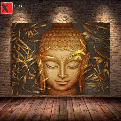 Diamond Painting Large size golden buddha statue gold leaf religion 5d Cross Stitch Diamond Embroidery Mosaic Gift Home Decor