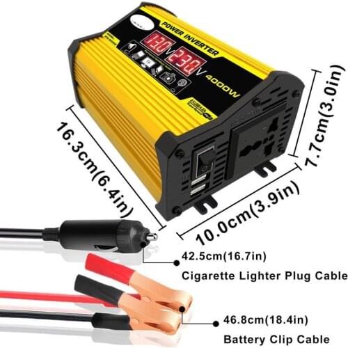 400W 12V to 220V/110V LED Display Car Power Inverter Converter Adapter Dual USB Voltage Transformer Modified Sine Wave
