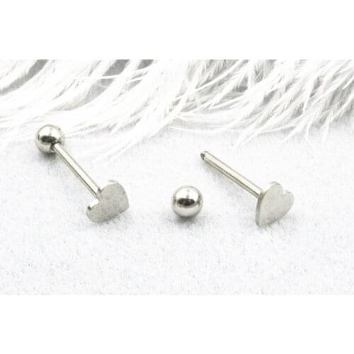 Free Shipping 50pcs Body Jewelry Heart Tongue/ Nipple Shield Ring Barbells Straight Bar 14G~1.6mmX14/16MM Body Piercing Jewelry