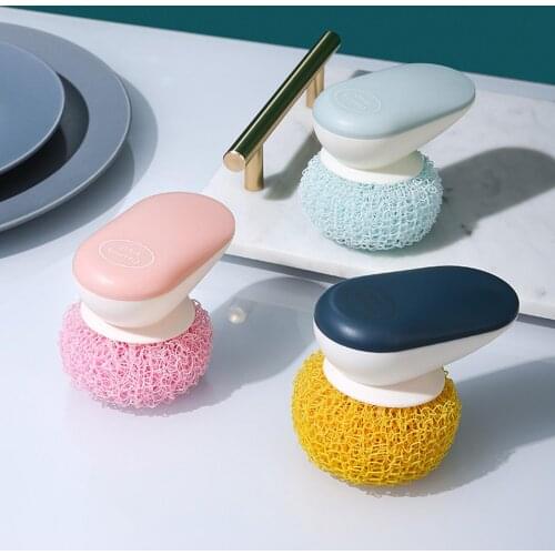 Household Short Handle Pot Washing Replacement Fiber Ball Kitchen Cleaning Brush Wash Non-Stick Oil Kitchen Cleaning Для кухни