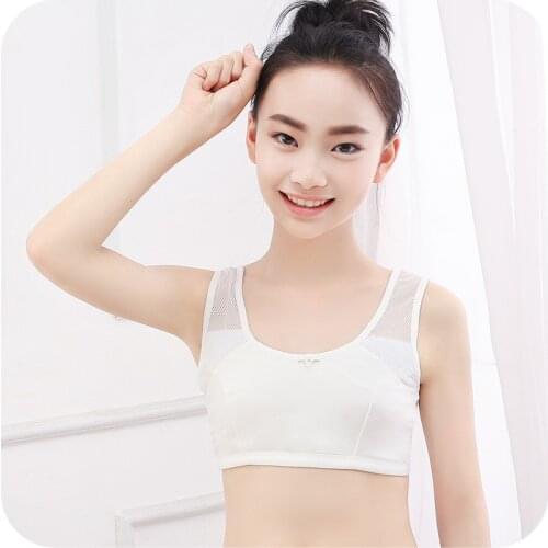 10-15 Years Teen Girl Puberty Bra Small Vest Mesh Breathable Cotton Tank Tops Kids Training Bra Underwear KF012 Dropshipping