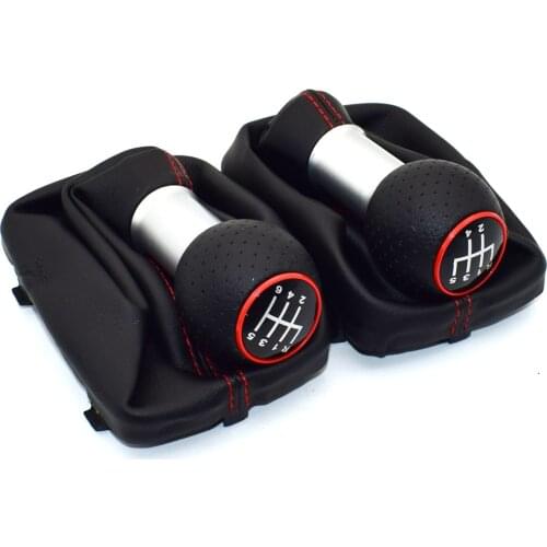 5 Speed 6 Speed 12mm Car Gear Shift Knob Lever Stick Handle Gaiter Boot Cover Case Red Stitch For Audi A3 S3 2001 2002 2003