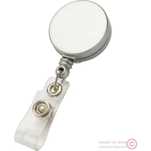 Silver color ID card badge reel holder clip,retractable with waist buckle,nylon rope,hospital nurse office favor,quality cheap