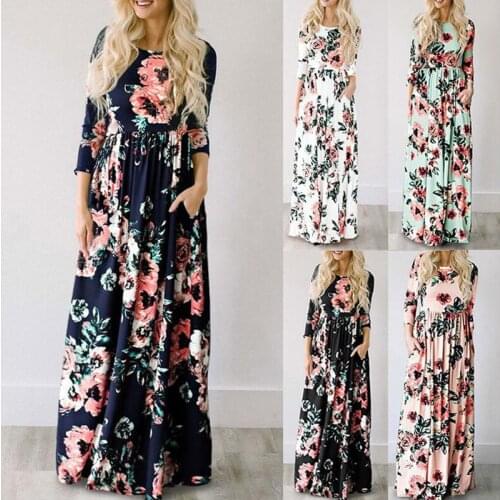 Maxi Sexy Dress 2021 Women Summer Floral Print White Boho Beach Dress Women Evening Party Long Dress Plus Size Vestidos Female