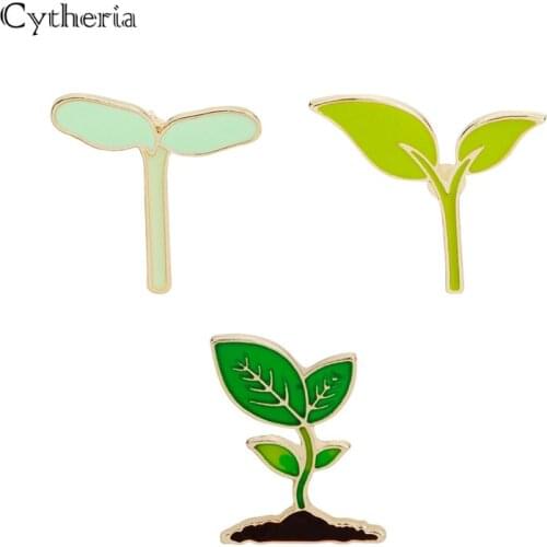 Bean sprouts seedling Enamel Pins And Brooches Natural green tree seedling plant badge brooch for suit clothes bag hat for girls