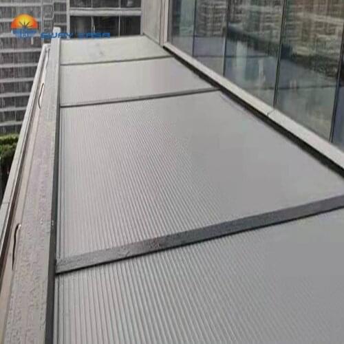 FTS Motor Awning for Pergola Gazebo Aluminum Alloy Dual Motor Metal Rolling Slat Shading for Glass Roof FTS_Awning_Metal