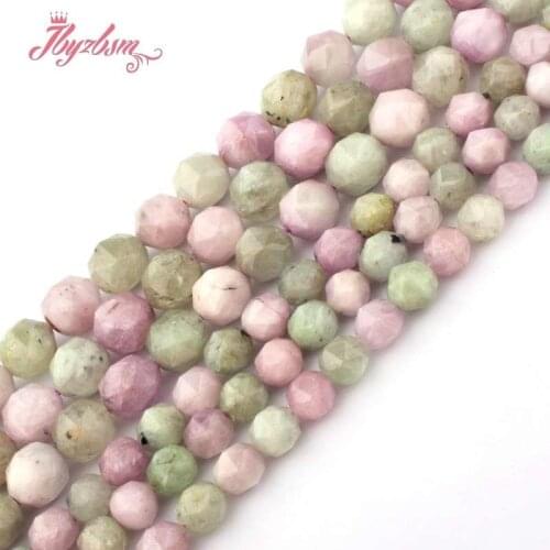 8-10mm Faceted Mixed Color Green Purple Spodumene Natural Stone Beads For DIY Necklace Bracelets Jewelry Making 15"Free Shipping
