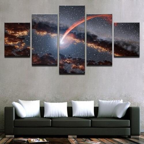 Canvas Prints Painting Wall Art Stars Track Black Holes Pictures 5 Pieces Abstract Glowing Dust Posters Modular Home Decor Frame