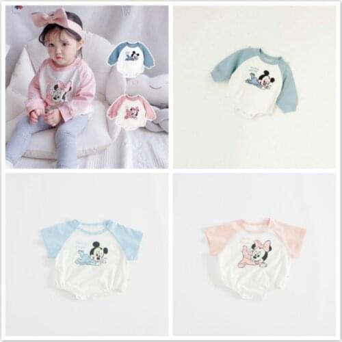 Newborn Baby Rompers Girls Thicken Summer Spring Baby Boy Clothes Cartoon Mickey Minnie Mouse Infant Jumpsuit One Piece Bodysuit