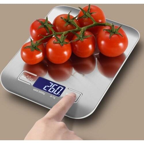 Kitchen Scale Flat Stainless Steel Mesa Measuring Tool Maximum Weight 5/10Kg Baking Flour Food Measure Balance Display Scale