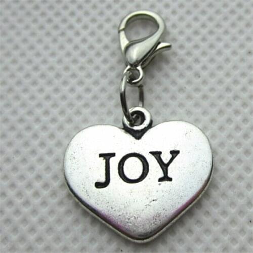 Hot selling 20pcs/lot heart joy dangle charms lobster clasp hanging charms pendant/bracelet accessories diy jewelry