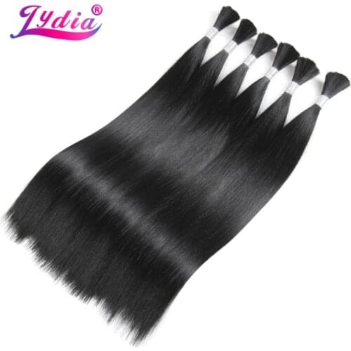 Lydia For Women Long Straight Synthetic Hair Bundles 18"-26" Nature Color Hair Bulk Crochet Latch Hook Synthetic Hair Extension