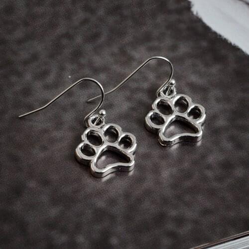 Fashion Dog paw Drop Earrings for women Hollow Simple Jewelry Love Animal Dangle Hanging Earrings female cute accessories