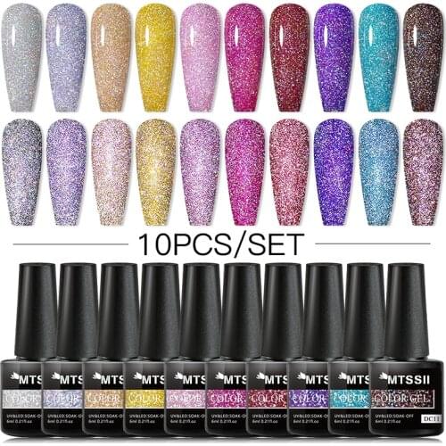 Mtssii 6Pcs 12Pcs Color Gel Nail Polish Set Colors Semi Permanent UV Led Gel Varnish Soak Off Nail Lacquers Base Top Coat