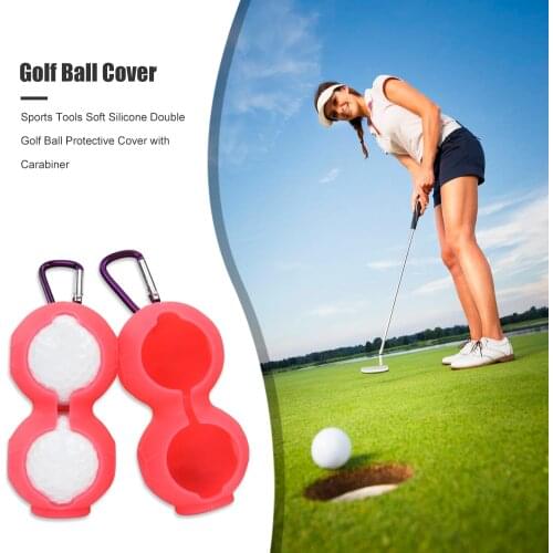 Soft Silicone Waist Holder Sleeve Soft Silicone Waist Holder Golf Ball Protective Cover with Carabiner for 2 Balls