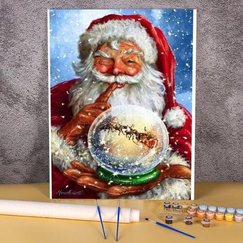 Christmas Snowball Coloring By Numbers Painting Set Acrylic Paints 50*70 Boards By Numbers Decorative Paintings For Handicraft