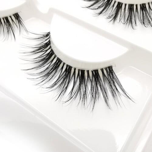 Stage Nude Makeup False Eyelashes Natural Realistic Crisscross Messy Fake Eyelashes 3 Pairs Handmade Lashes Transparent Stems