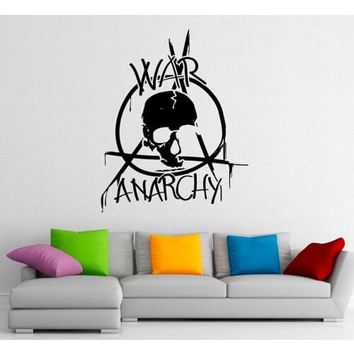 War Anarchy Wall Decal War Logo Vinyl Stickers Military Home Interior Housewares Design Bedroom Home Wall Decor Decals D640