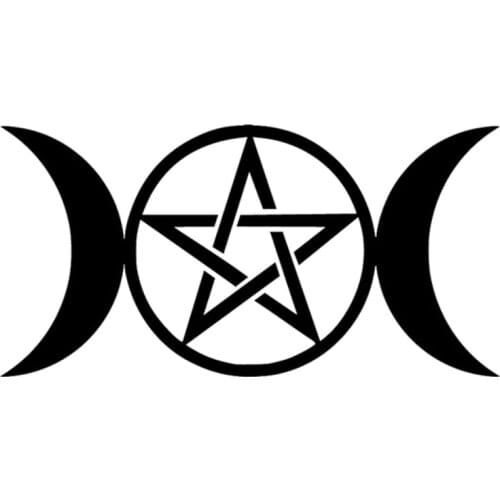 15cm*7.6cm Triple Moon Goddess Wicca Pentacle Cartoon Stickers Decals Black/Silver S3-4667