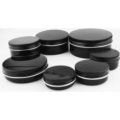 500pcs new Aluminum Jars 60ml Black Metal Tin 2oz Cosmetic Containers Crafts Aluminum Container