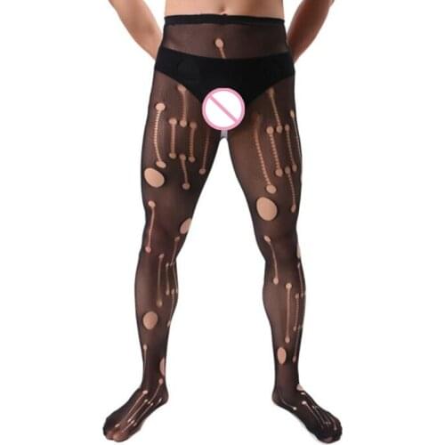 NEW Sexy Man Tights Funny Mens Hole Pantyhose Male Fishnet Lingerie New Gay Sissy Passion Pantyhose Fetish Men Special Stockings