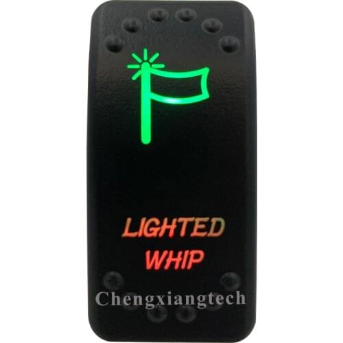 12v 24v, On Off, Up Green & Down Red Led Backlit - Lighted Whip - Laser Rocker Switch for Car Boat Truck Bus Push Switch