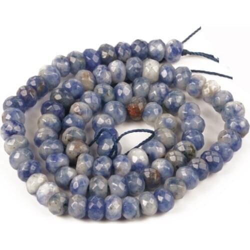 Wholesale Natural Beads Stone Faceted Blue Spot Sodalite Flat Beads Needlework for Jewelry Making DIY Bracelet 4-6mm