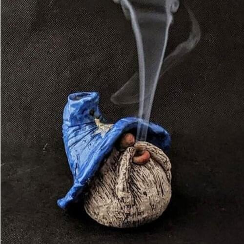 Crafts Incense Holder Ceramic Resin Gnome Dwarf Shape Censer Stick Holder Smoke Incense Burner Home Decor Best Christmas Gift