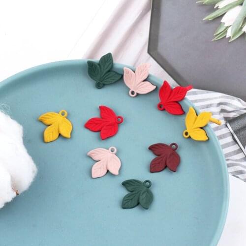 Rubber Enamel Alloy Flower Leaf Charms 10pcs DIY Jewelry Pendants Ornament Accessories Girl Earring Stud Necklace Pendants 20mm