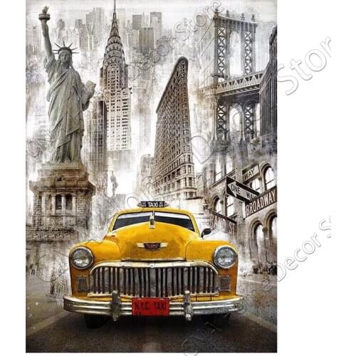 RA0547 5d diy diamond painting bus building scenry full square cross stitch picture diamond painting street scenery wall sticker