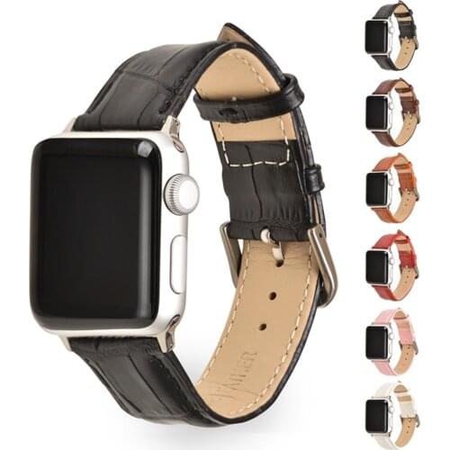Calf Genuine Leather Strap Watchband for Apple Watch 42mm 38mm 44mm 40mm Brown Pink Red Wrist Band Bracelet for iwatch 5 4 3 2 1