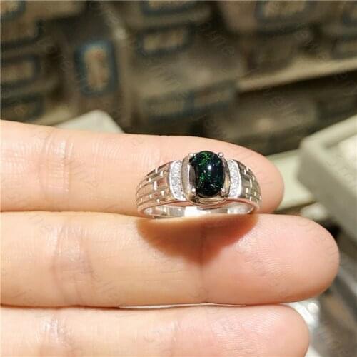 Luxury atmosphere hot selling style black opal ring 925 silver ring noble and elegant